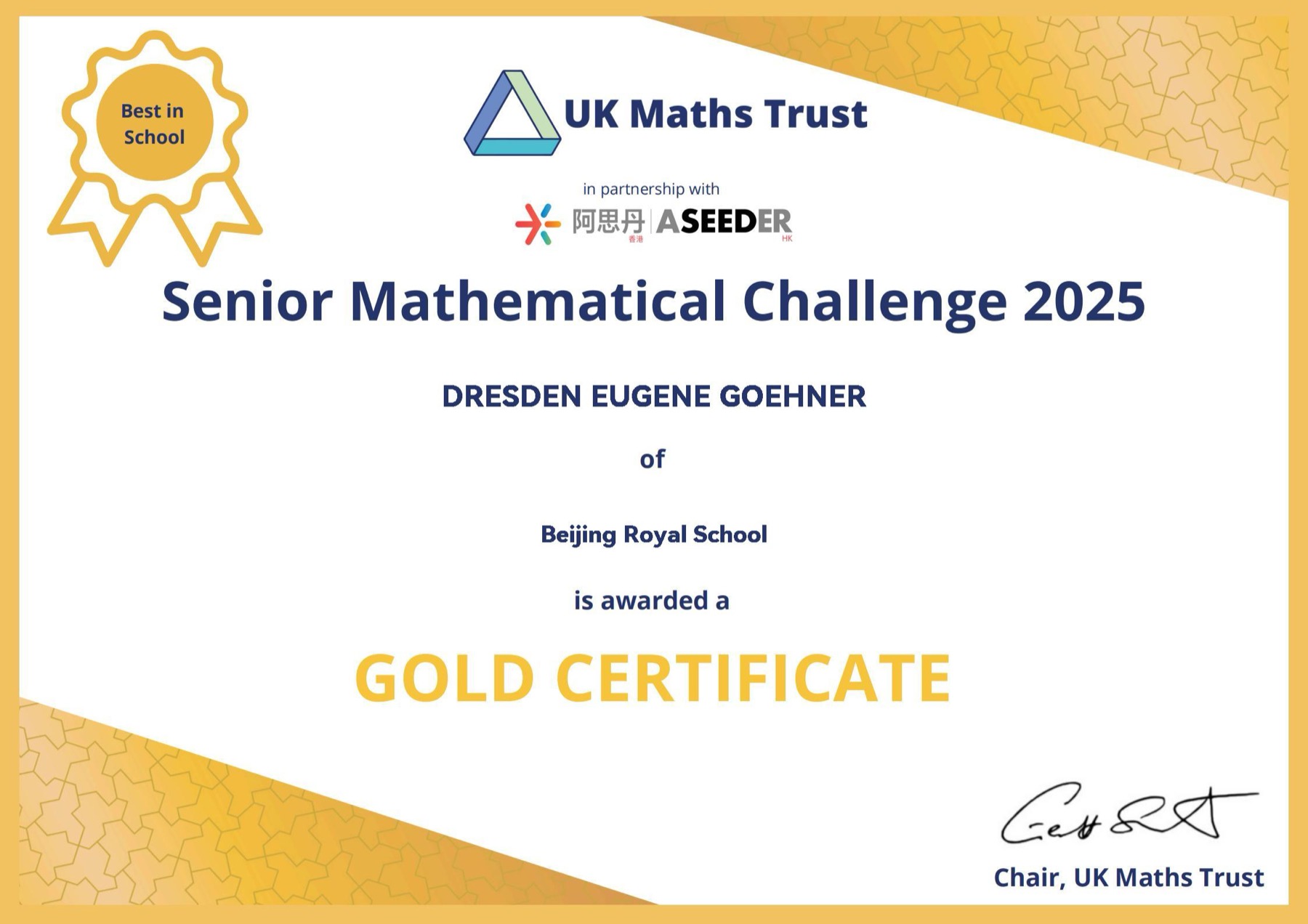 SMC Gold certificate